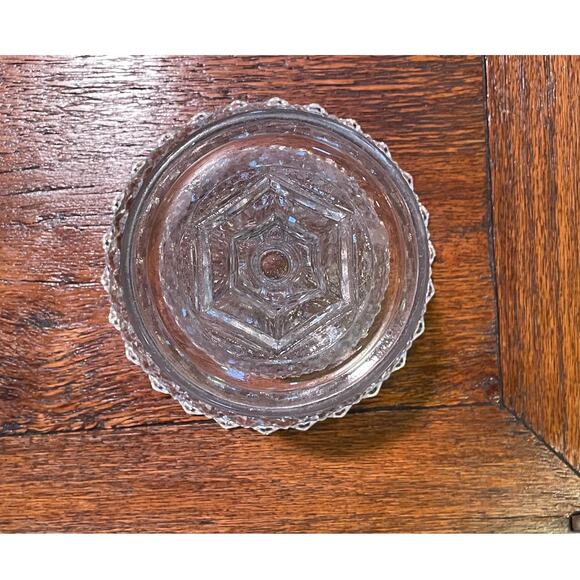 Vintage Sawtooth Diamond Point Small Glass Pedestal Bowl - Picture 5 of 10